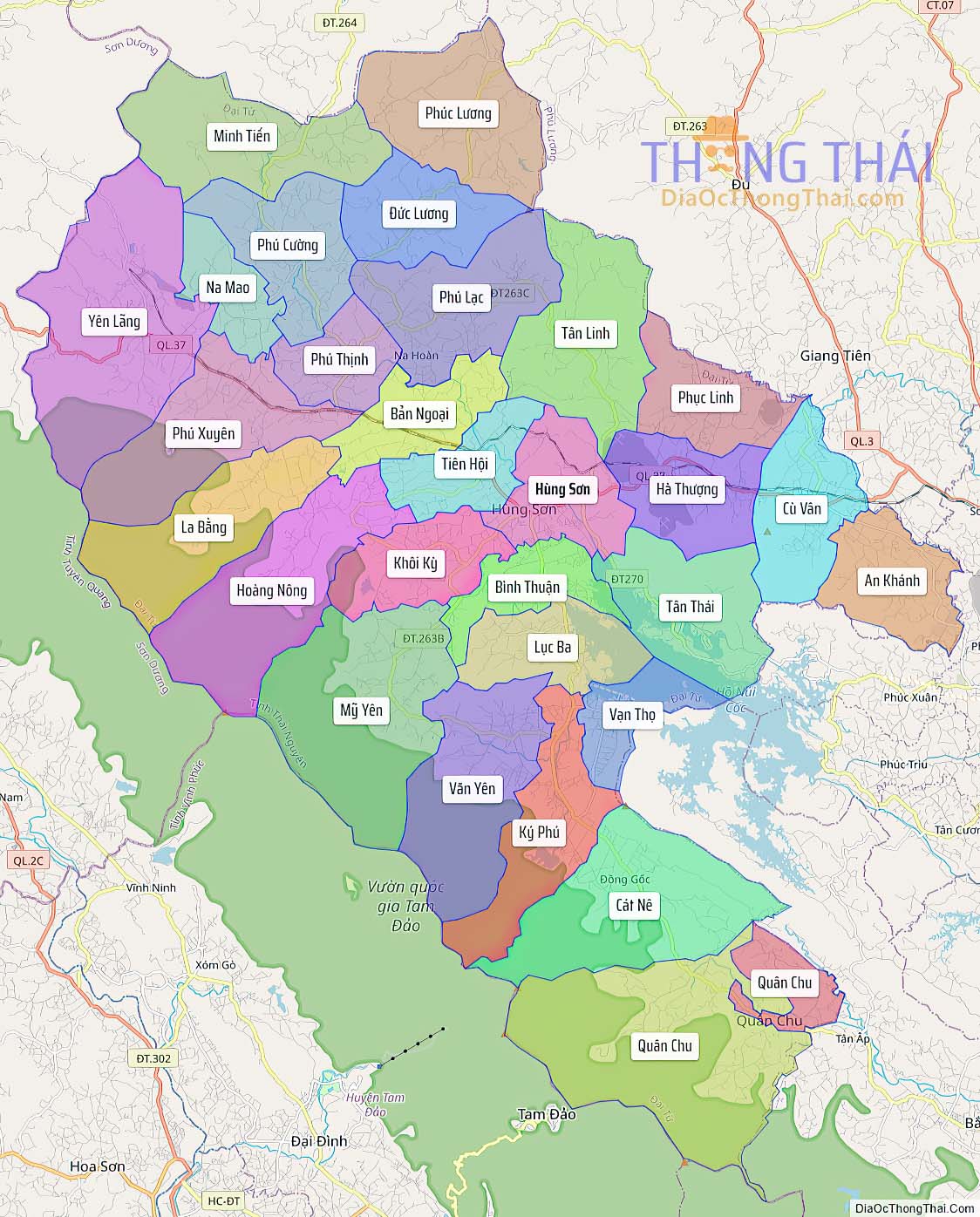 Bản đồ huyện Đại Từ.