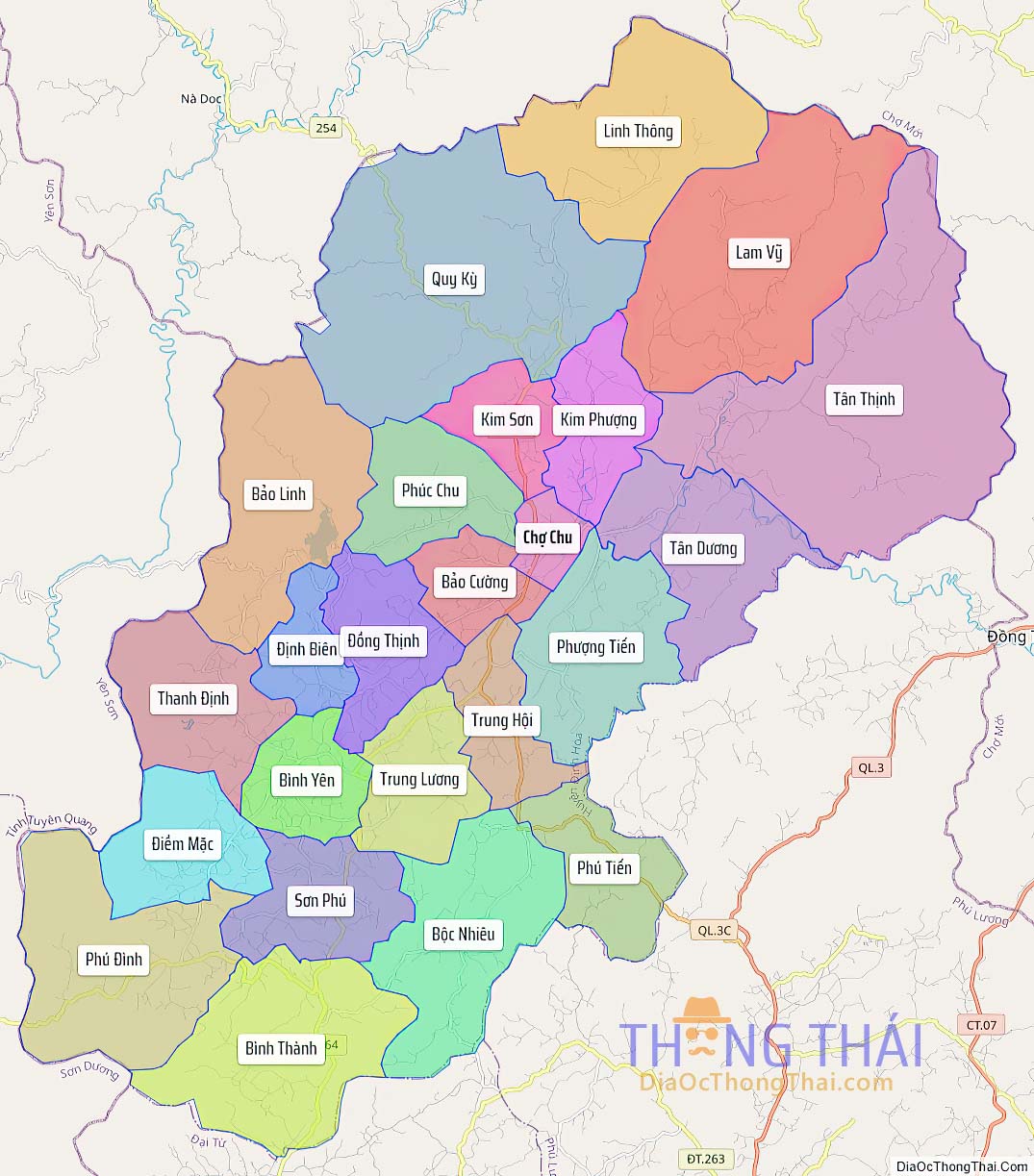 Bản đồ huyện Định Hóa.