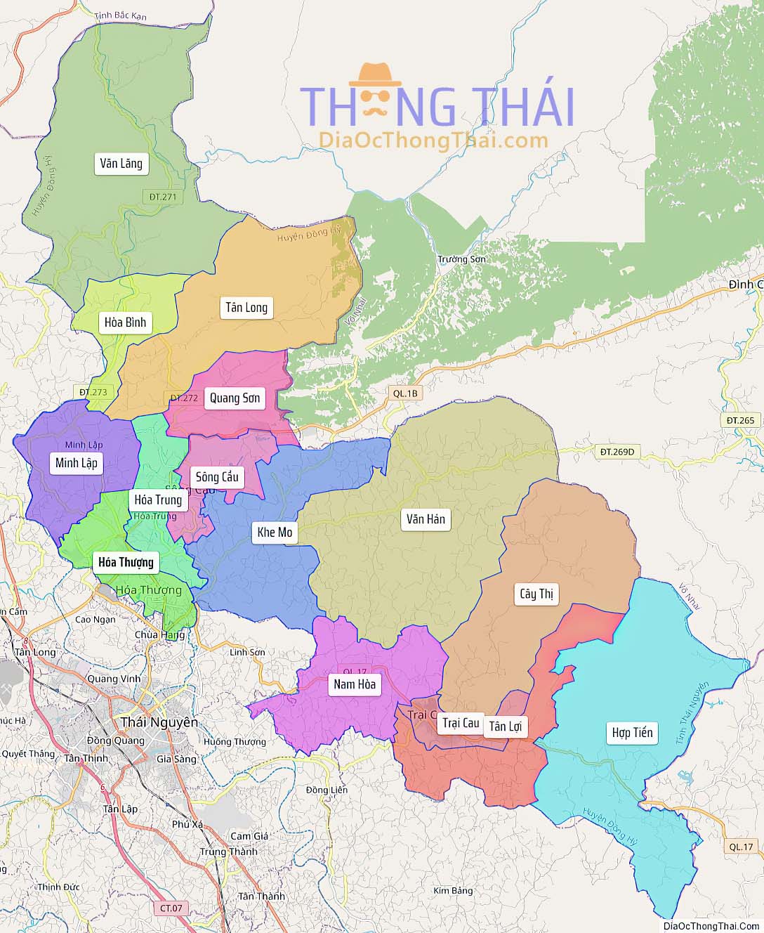 Bản đồ huyện Đồng Hỷ.