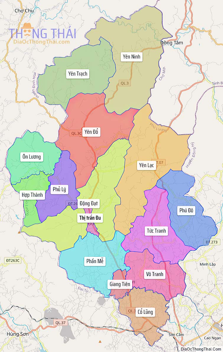Bản đồ huyện Phú Lương.