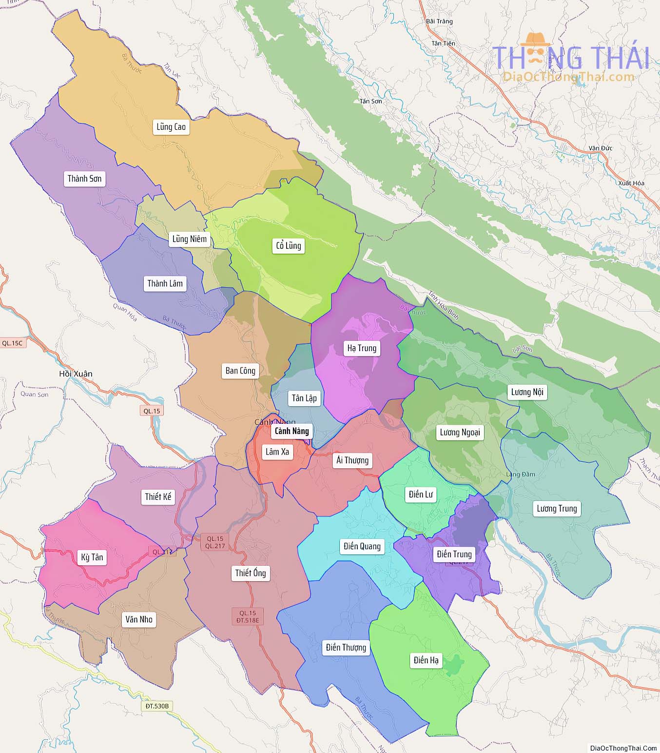 Bản đồ huyện Bá Thước (Kích thước lớn).