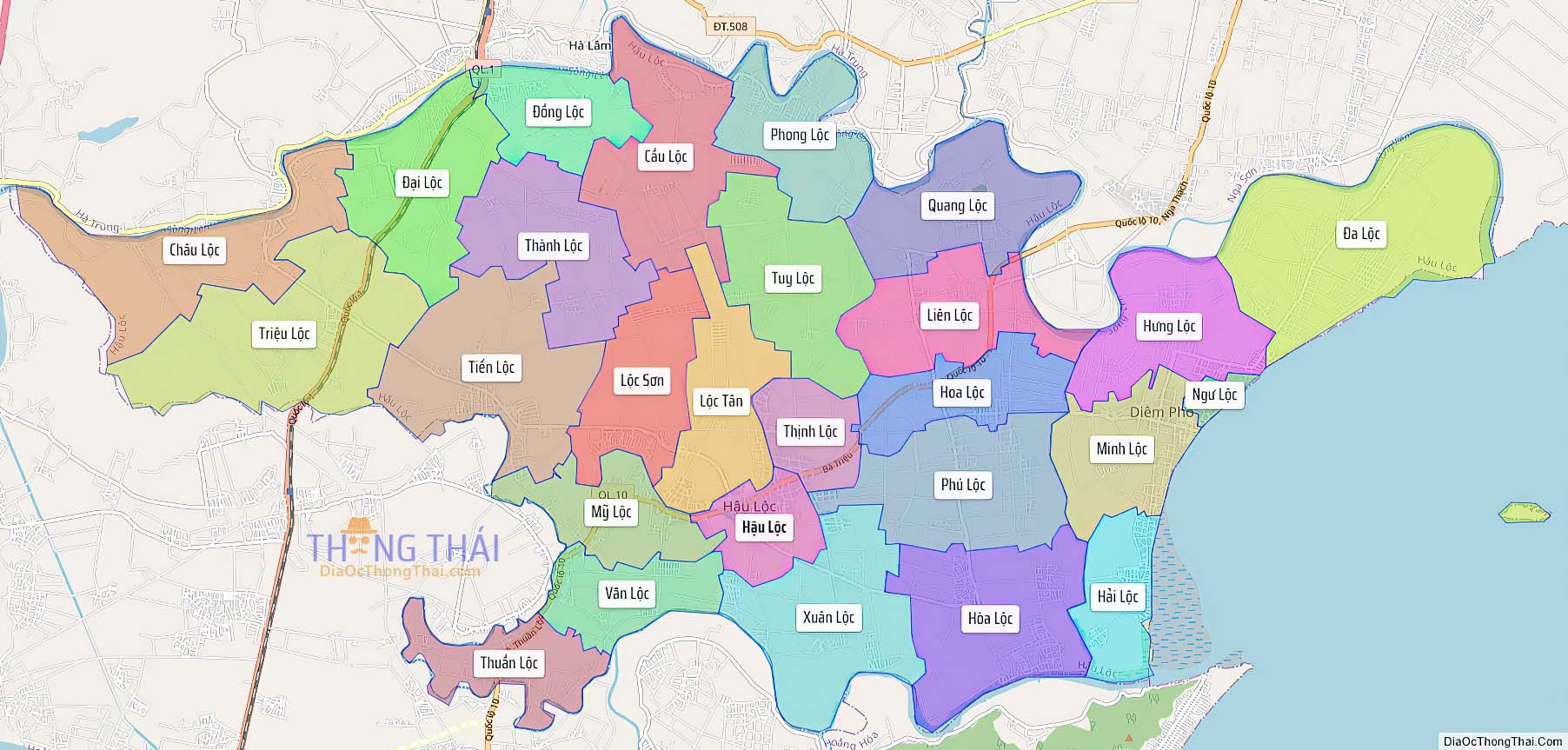 Bản đồ huyện Hậu Lộc (Kích thước lớn).