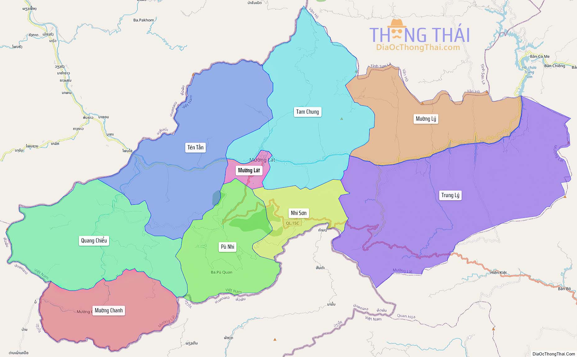 Bản đồ huyện Mường Lát (Kích thước lớn).