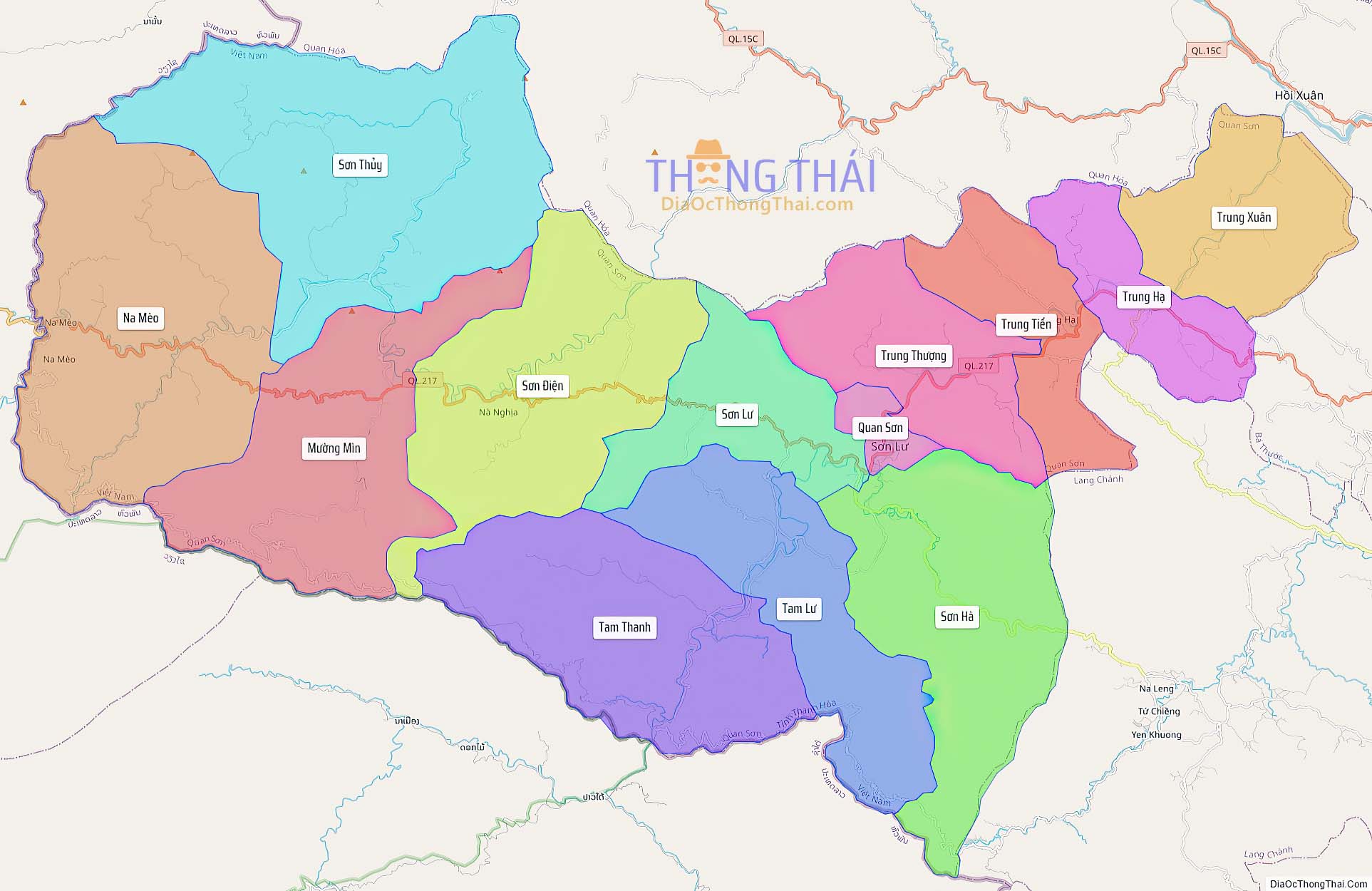Bản đồ huyện Quan Sơn (Kích thước lớn).