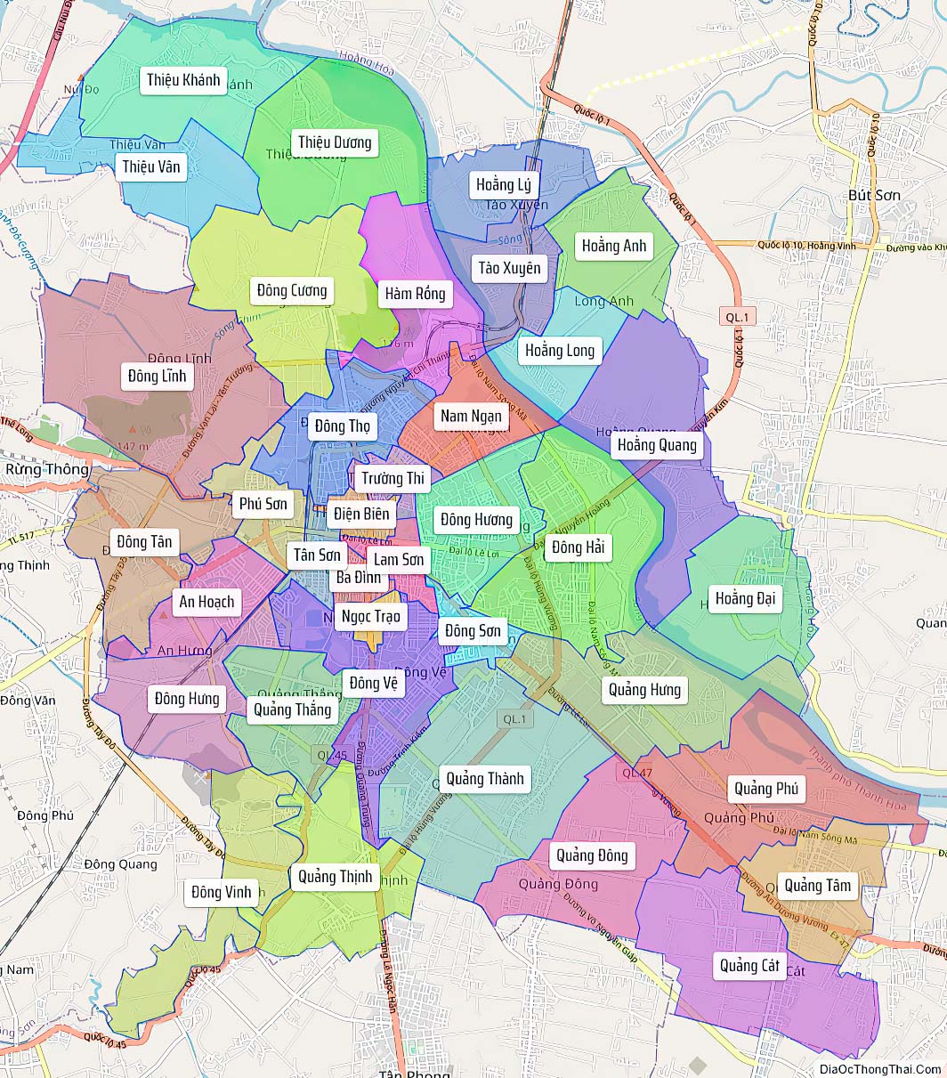 Bản đồ thành phố Thanh Hóa.