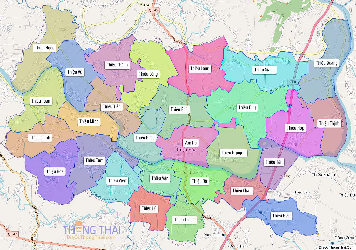 Bản đồ huyện Thiệu Hóa.