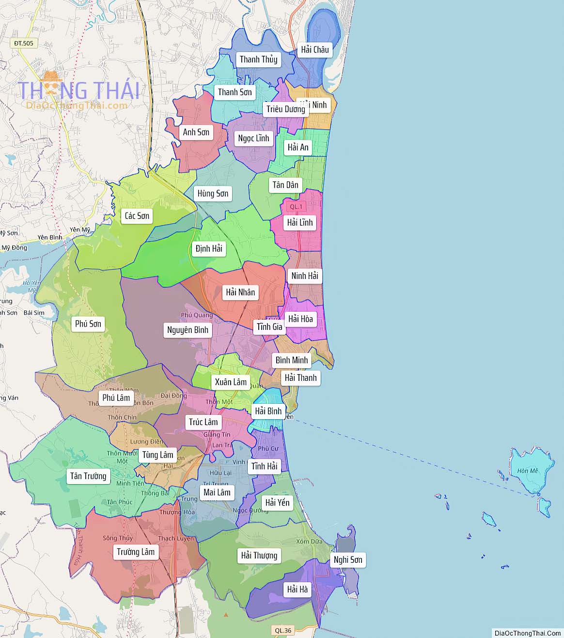 Bản đồ huyện Tĩnh Gia.