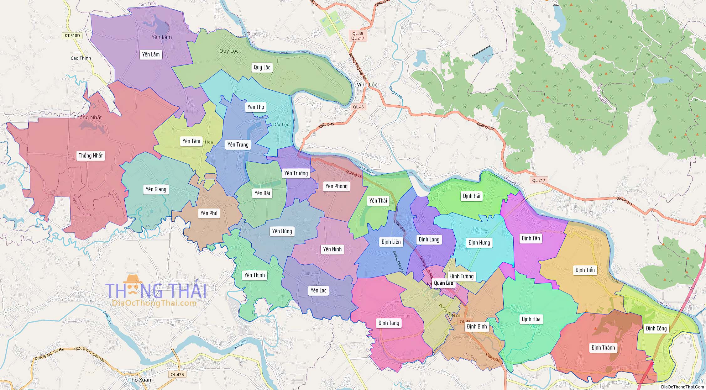 Bản đồ huyện Yên Định (Kích thước lớn).