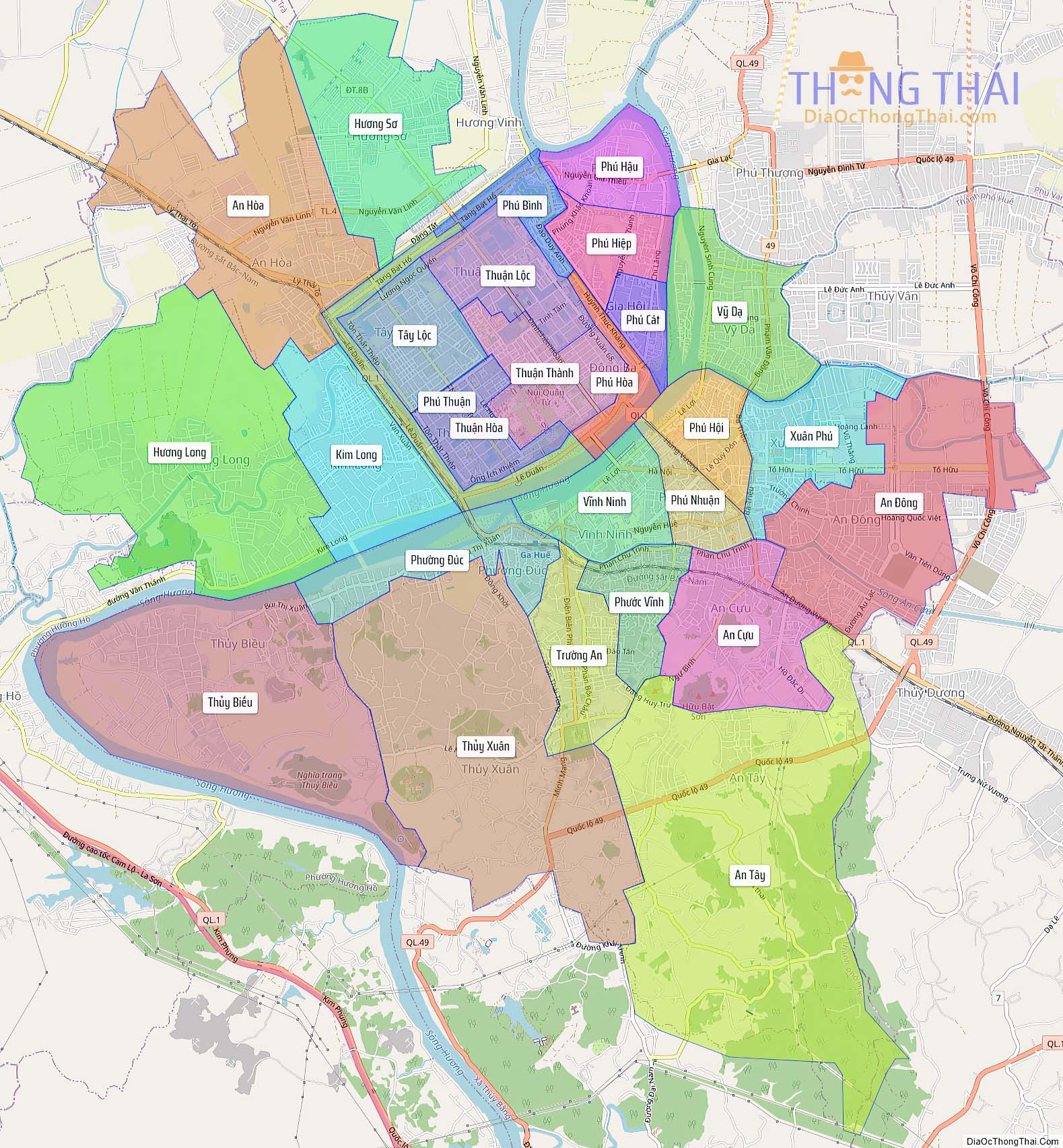 Bản đồ thành phố Huế (Kích thước lớn)
