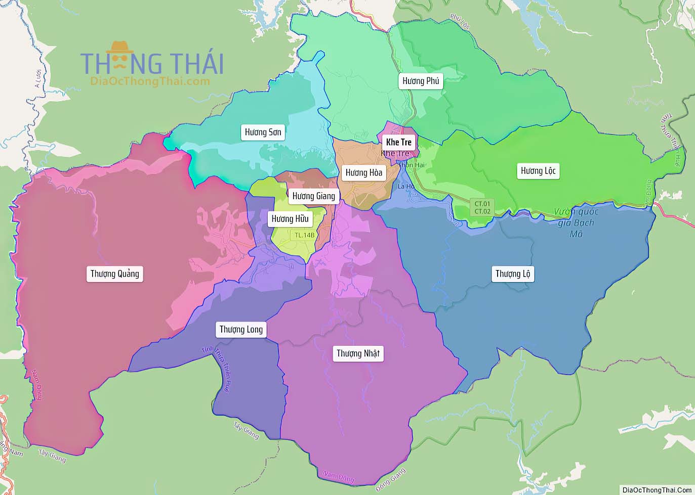 Bản đồ huyện Nam Đông