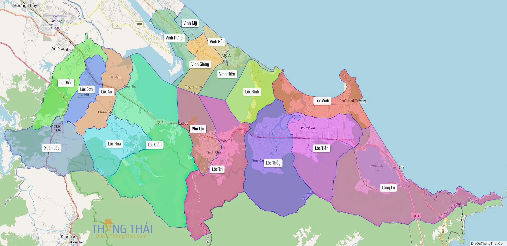 Bản đồ huyện Phú Lộc (Kích thước lớn).