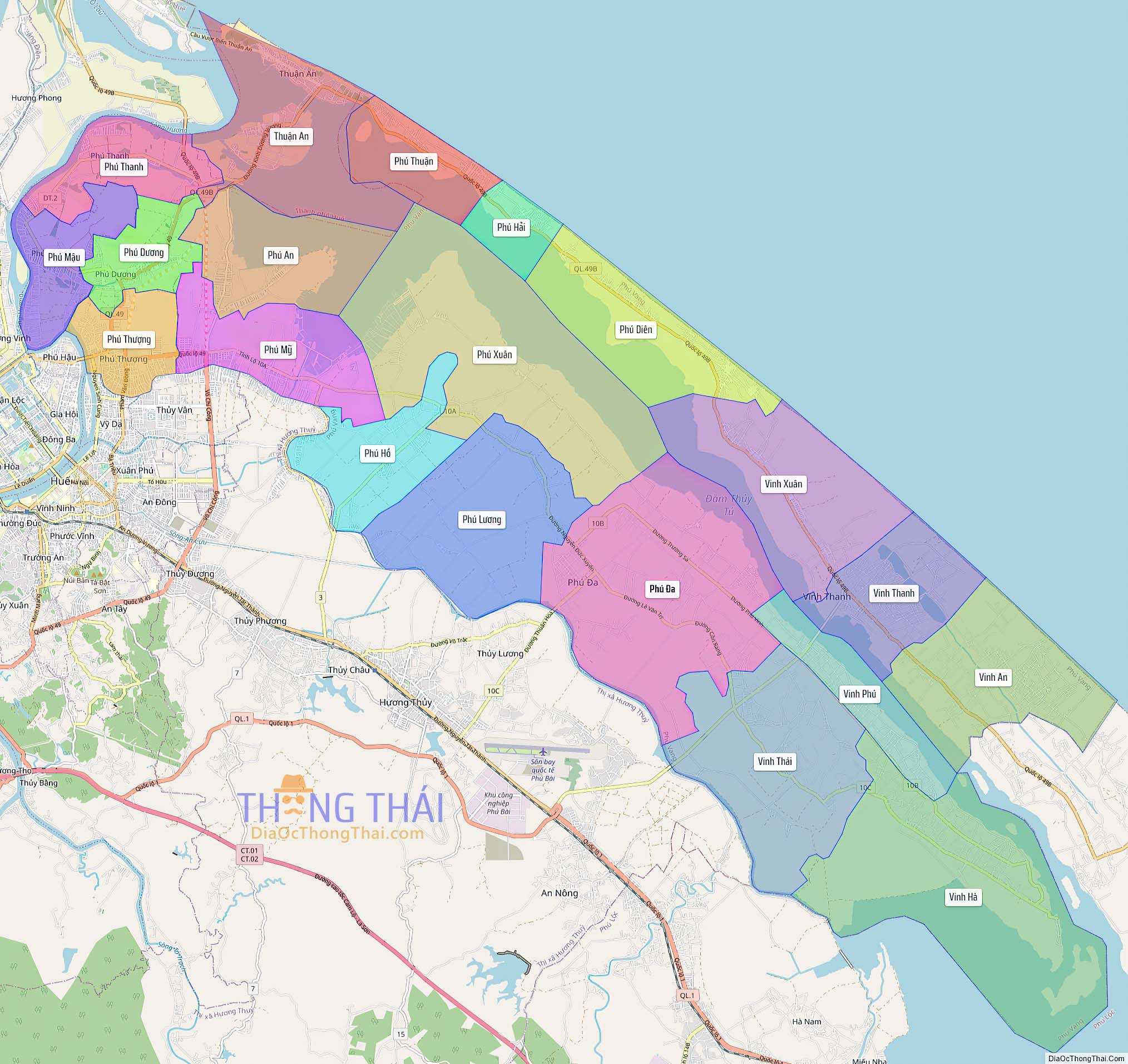 Bản đồ huyện Phú Vang (Kích thước lớn)