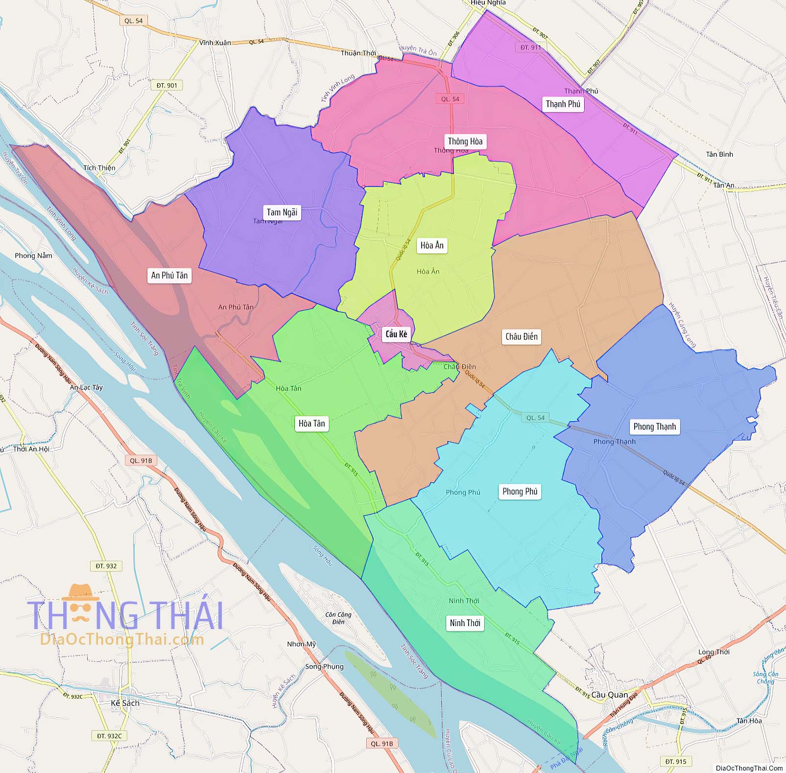 Bản đồ huyện Cầu Kè (Kích thước lớn).