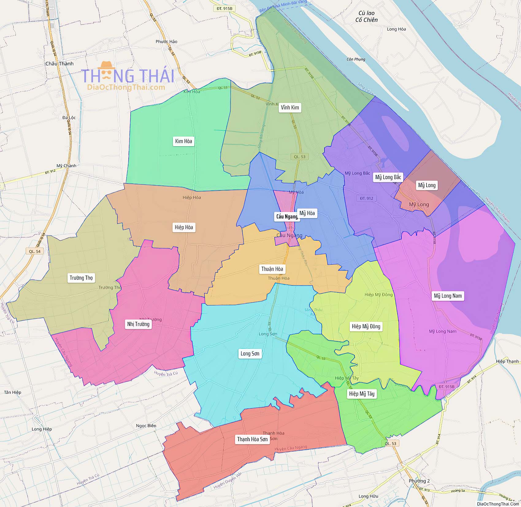 Bản đồ huyện Cầu Ngang (Kích thước lớn).