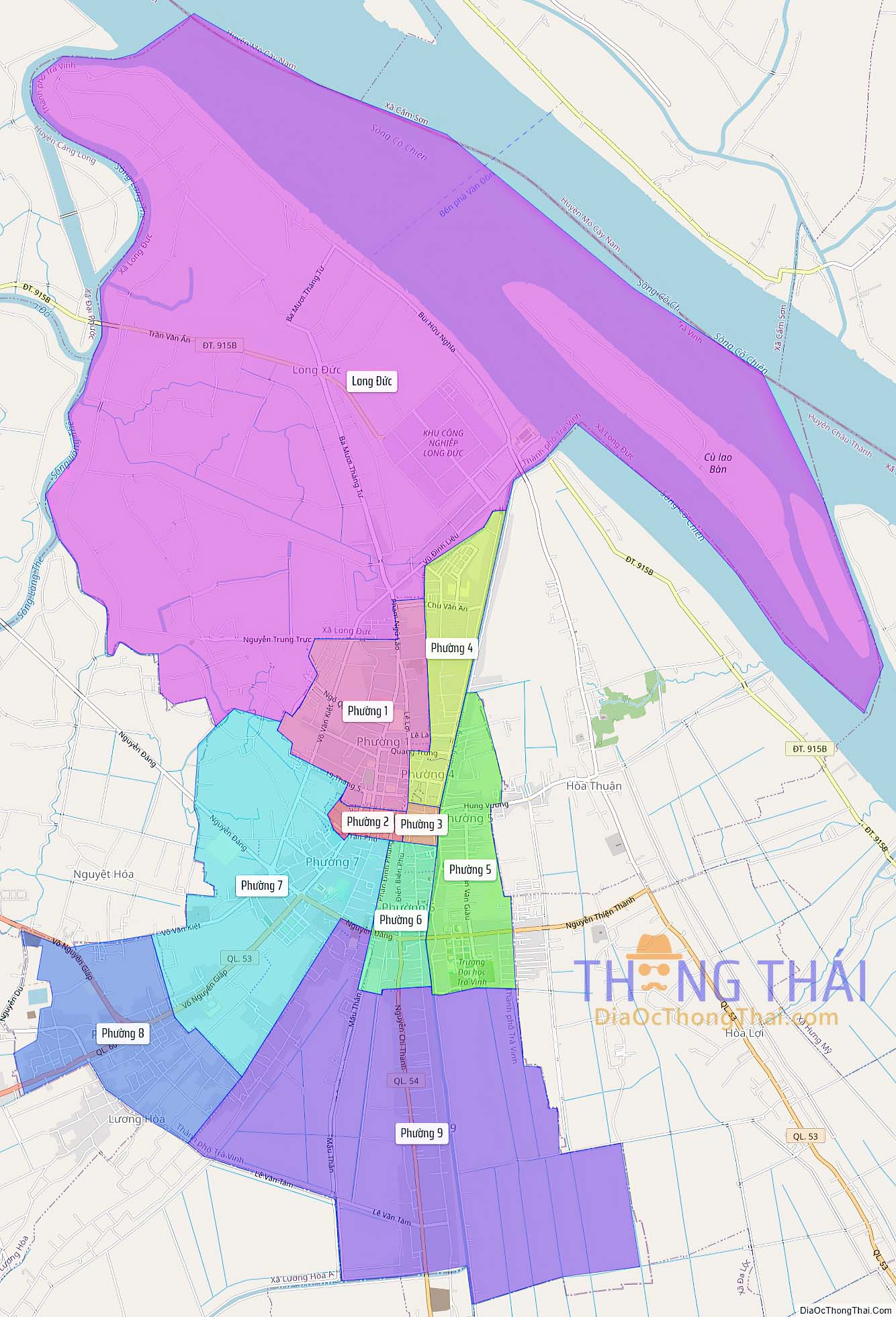 Bản đồ thành phố Trà Vinh (Kích thước lớn).
