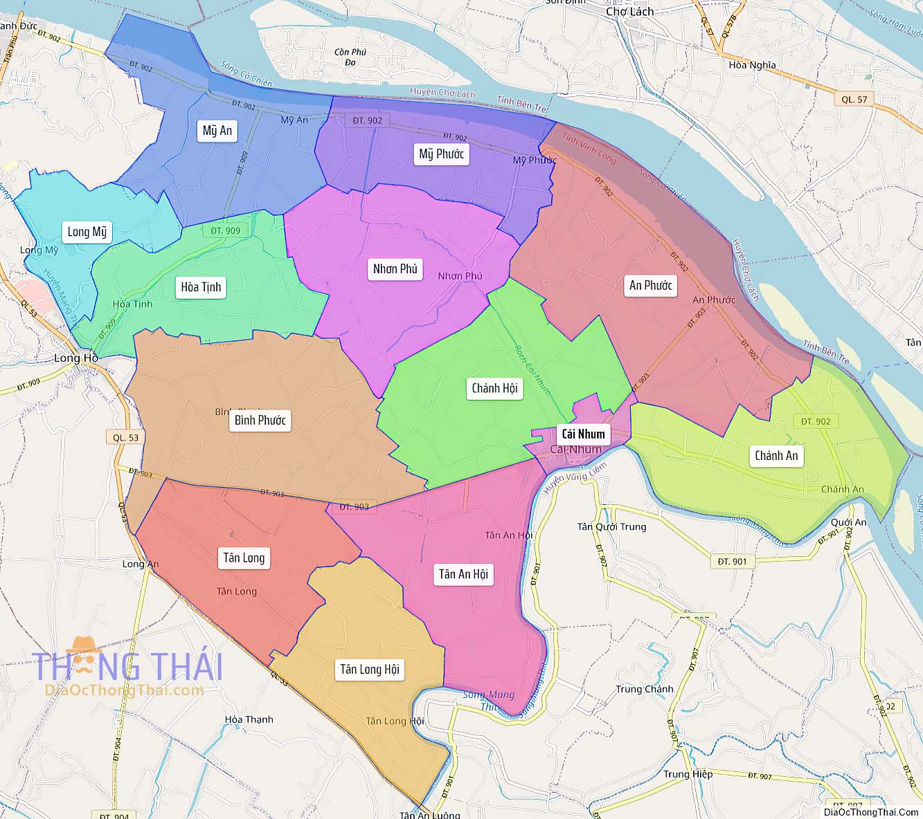 Bản đồ huyện Mang Thít.
