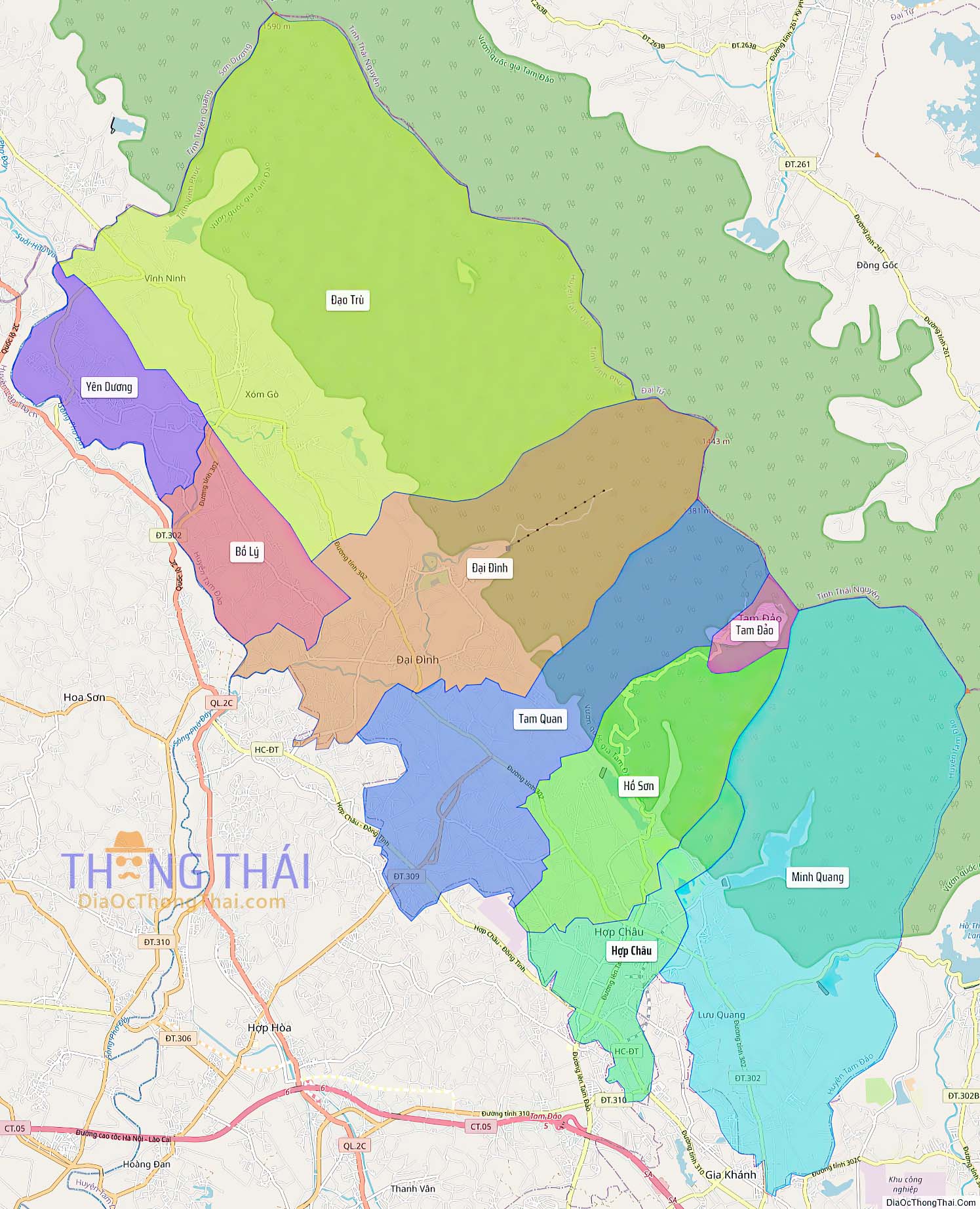 Bản đồ huyện Tam Đảo (Kích thước lớn).