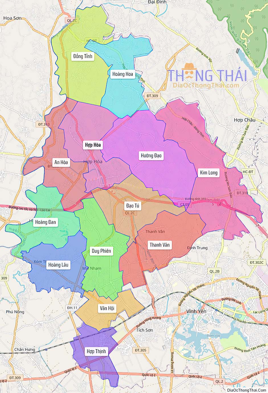 Bản đồ huyện Tam Dương.