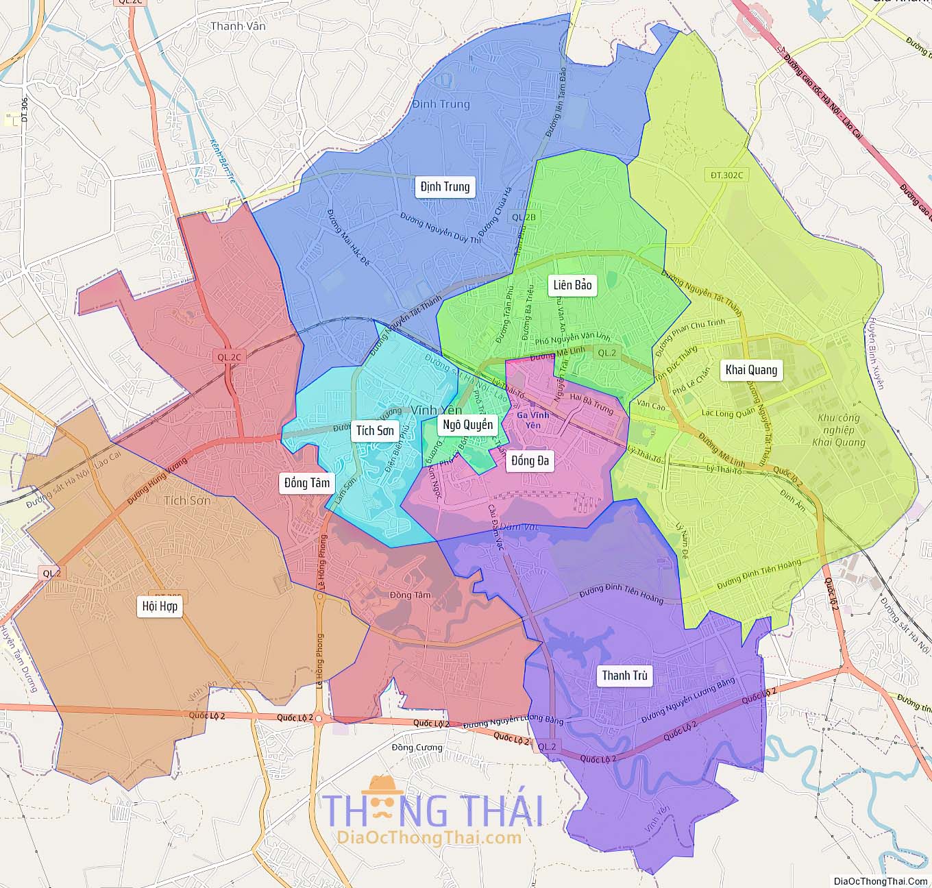 Bản đồ thành phố Vĩnh Yên.