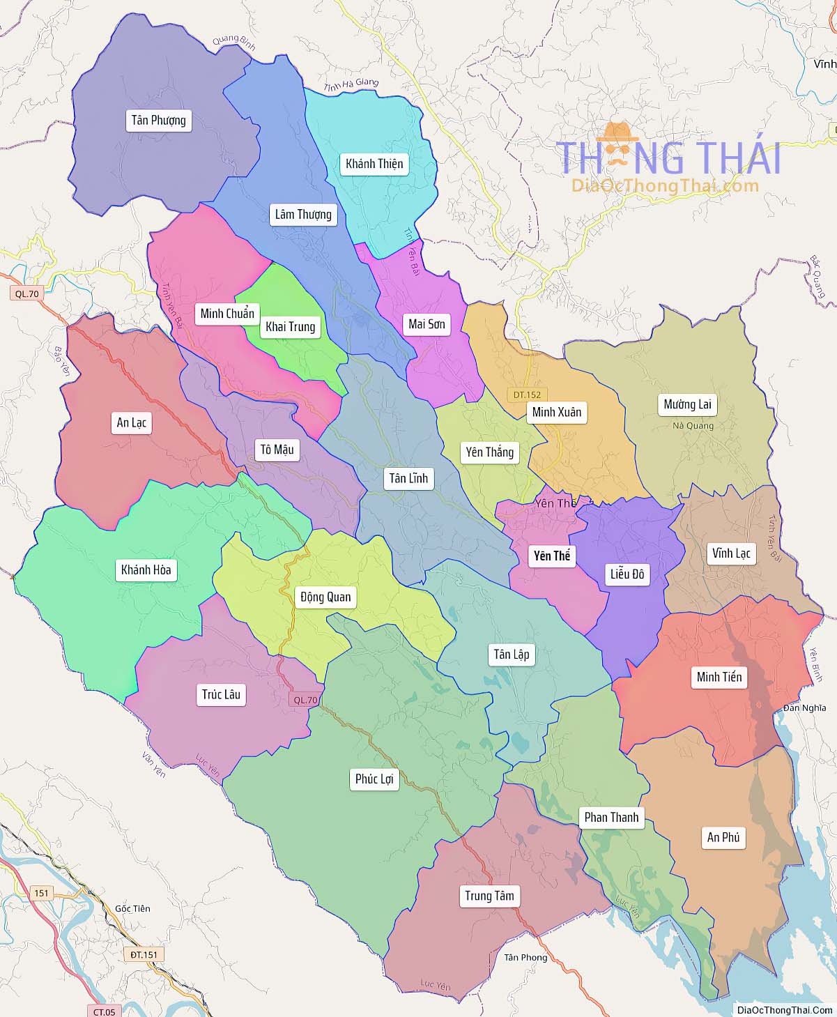 Bản đồ huyện Lục Yên.