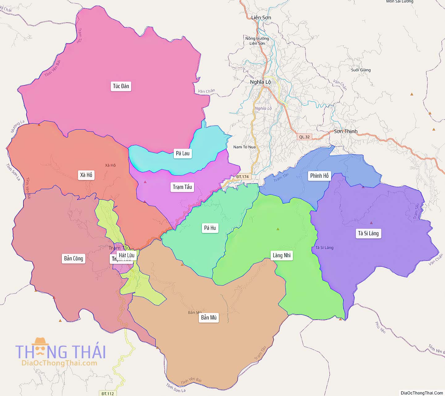 Bản đồ huyện Trạm Tấu.