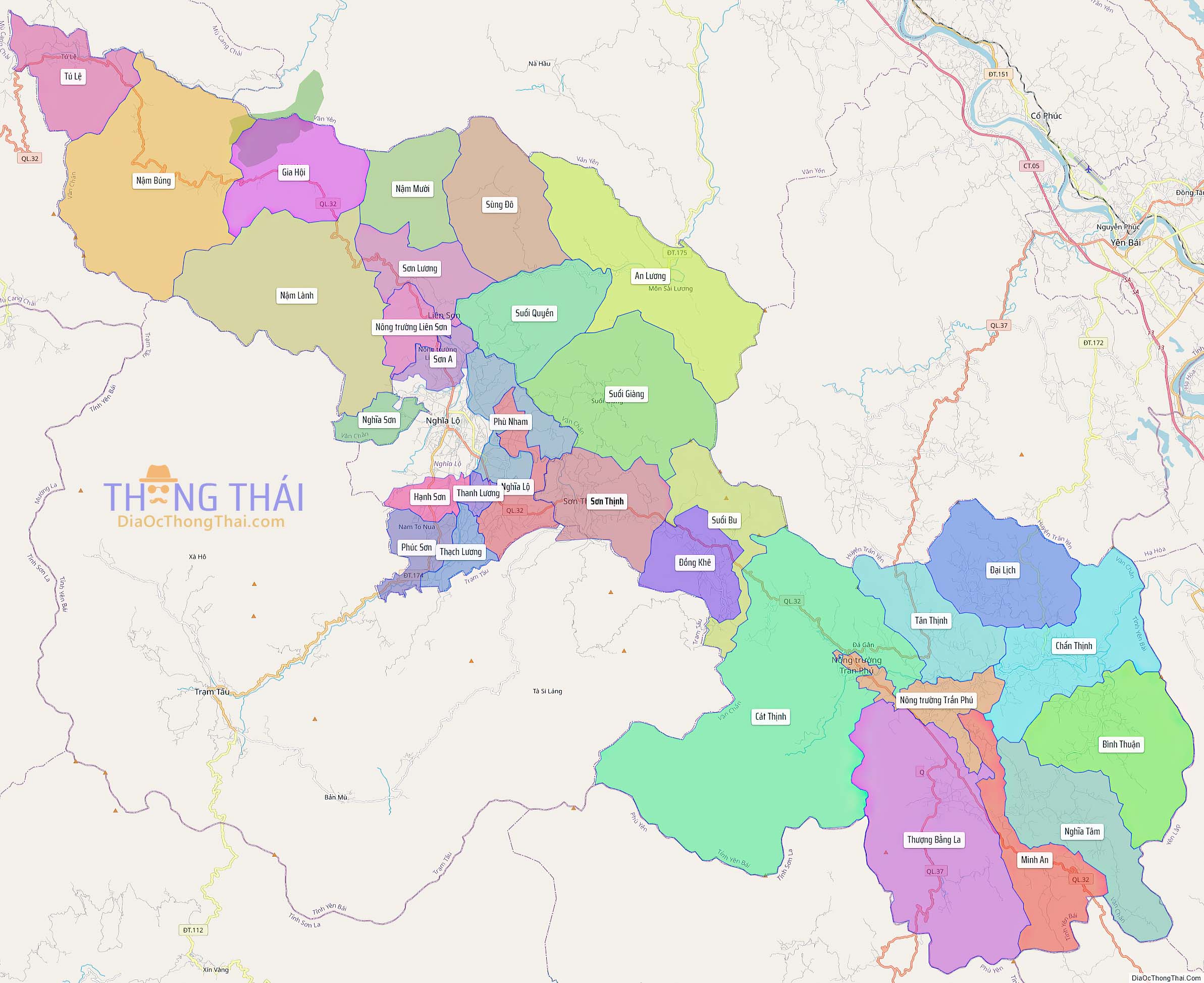 Bản đồ huyện Văn Chấn (Kích thước lớn).