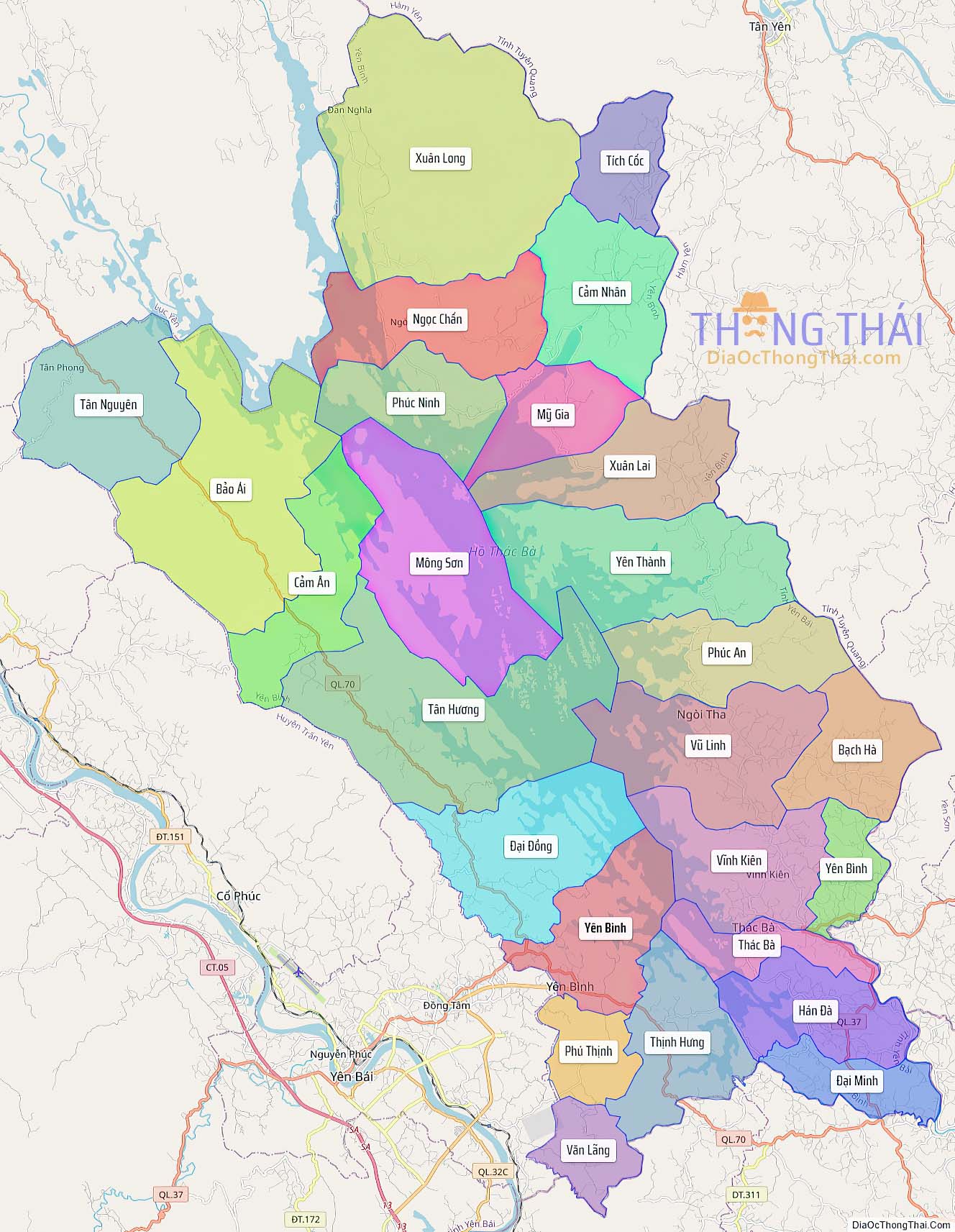Bản đồ huyện Yên Bình (Kích thước lớn)
