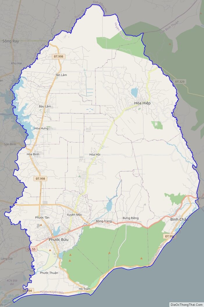 Bản đồ giao thông huyện Xuyên Mộc