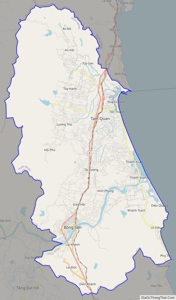 Bản đồ giao thông huyện Hoài Nhơn