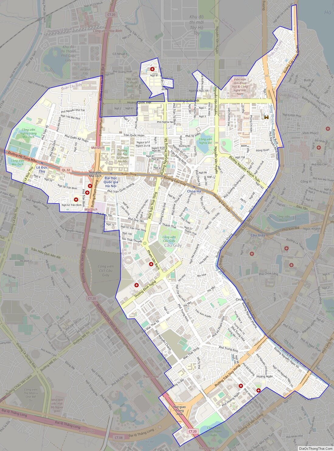 Bản đồ quận Cầu Giấy Hà Nội hiện nay có những địa điểm nào?