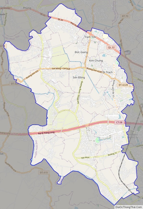 Bản đồ giao thông huyện Hoài Đức