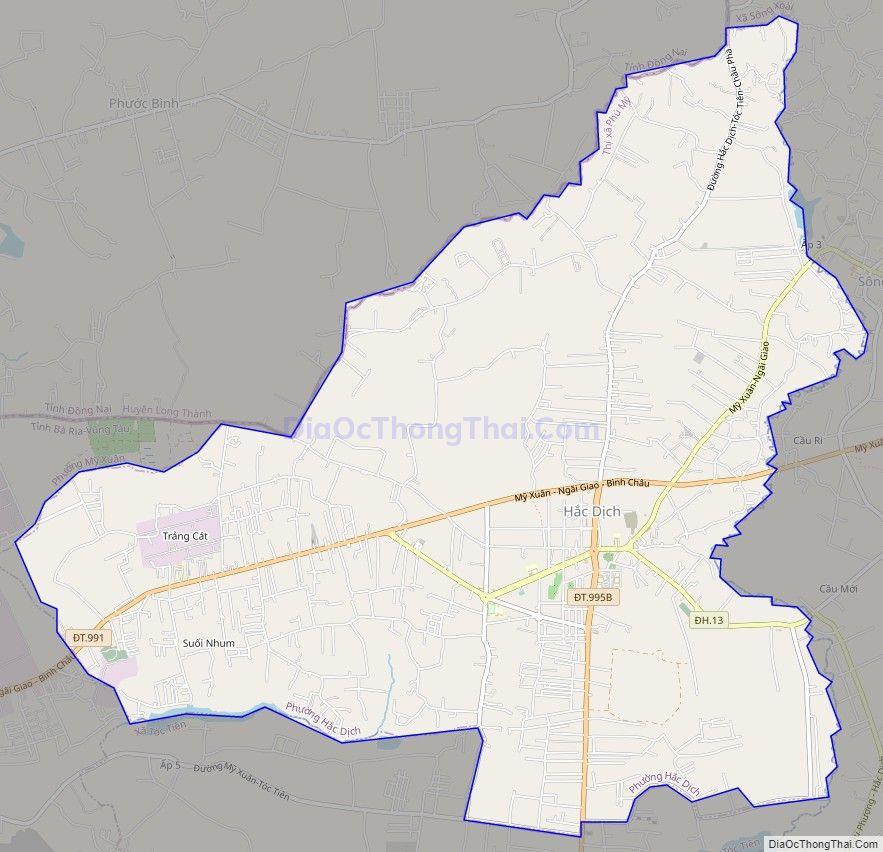 Bản đồ giao thông phường Hắc Dịch, thị xã Phú Mỹ