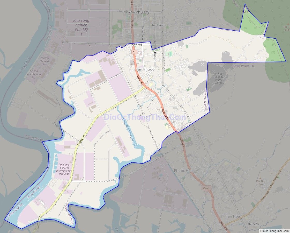 Bản đồ giao thông phường Tân Phước, thị xã Phú Mỹ