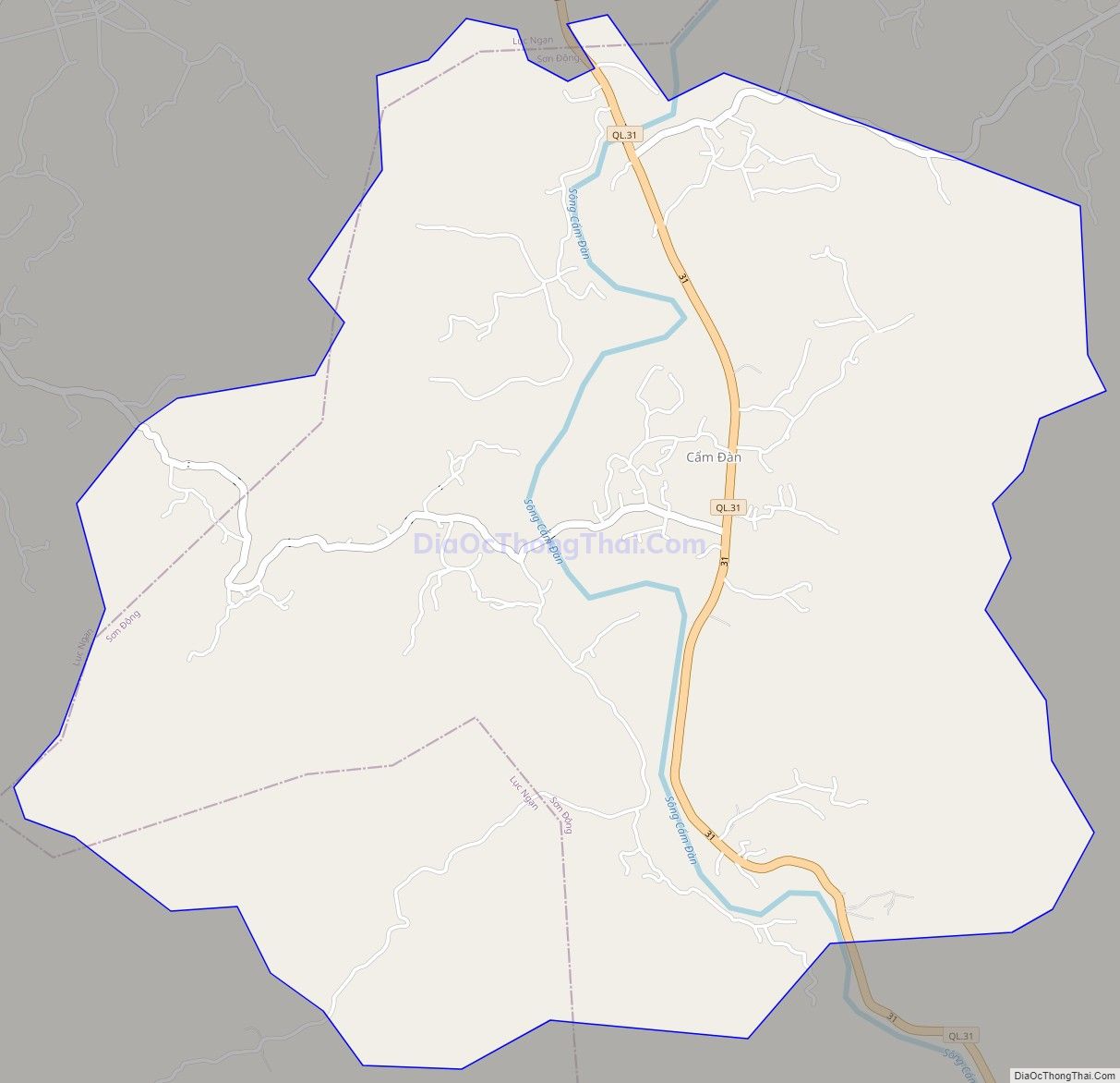 Bản đồ giao thông xã Cẩm Đàn, huyện Sơn Động