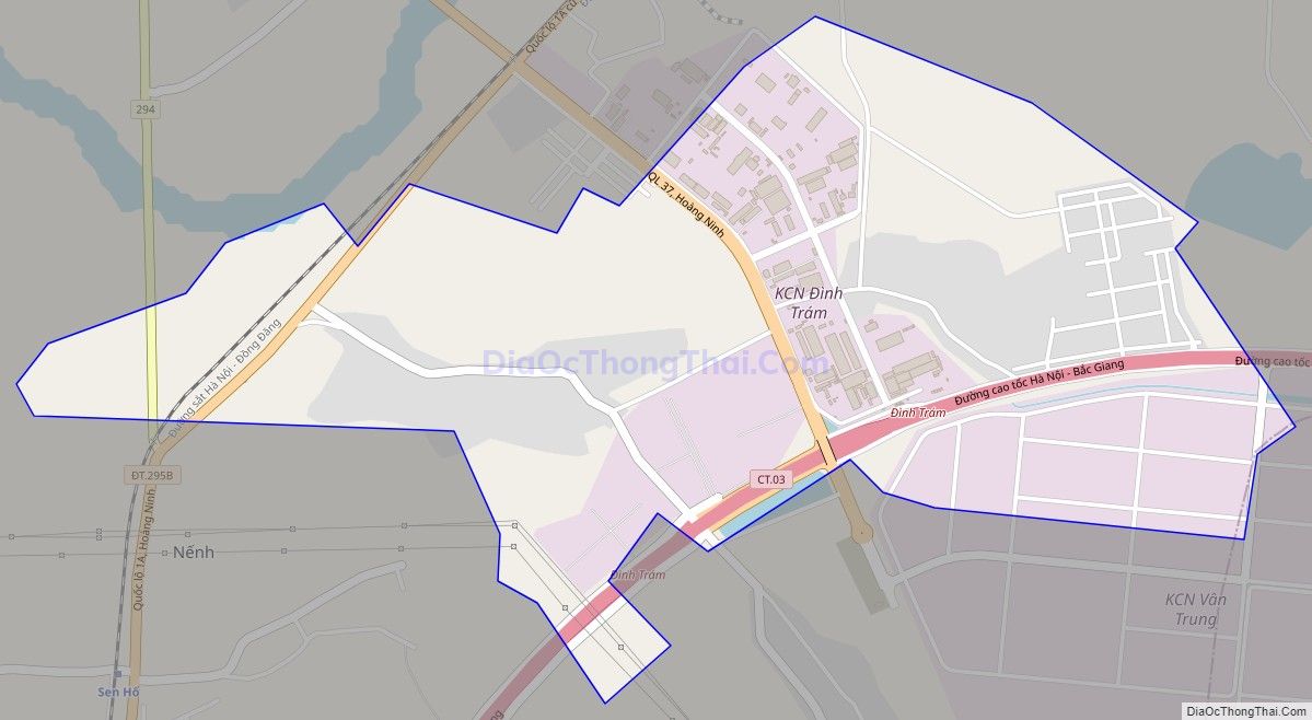 Bản đồ giao thông xã Hoàng Ninh (cũ), huyện Việt Yên