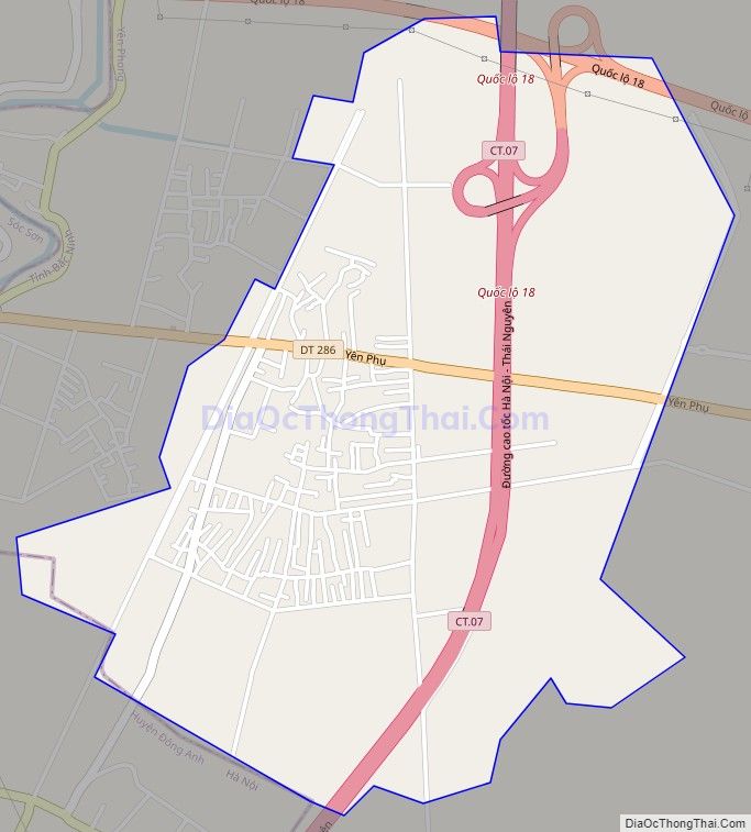 Bản đồ giao thông xã Yên Phụ, huyện Yên Phong