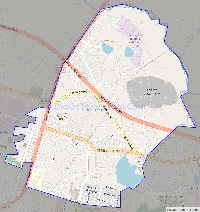 Bản đồ giao thông phường Bình An, thành phố Dĩ An