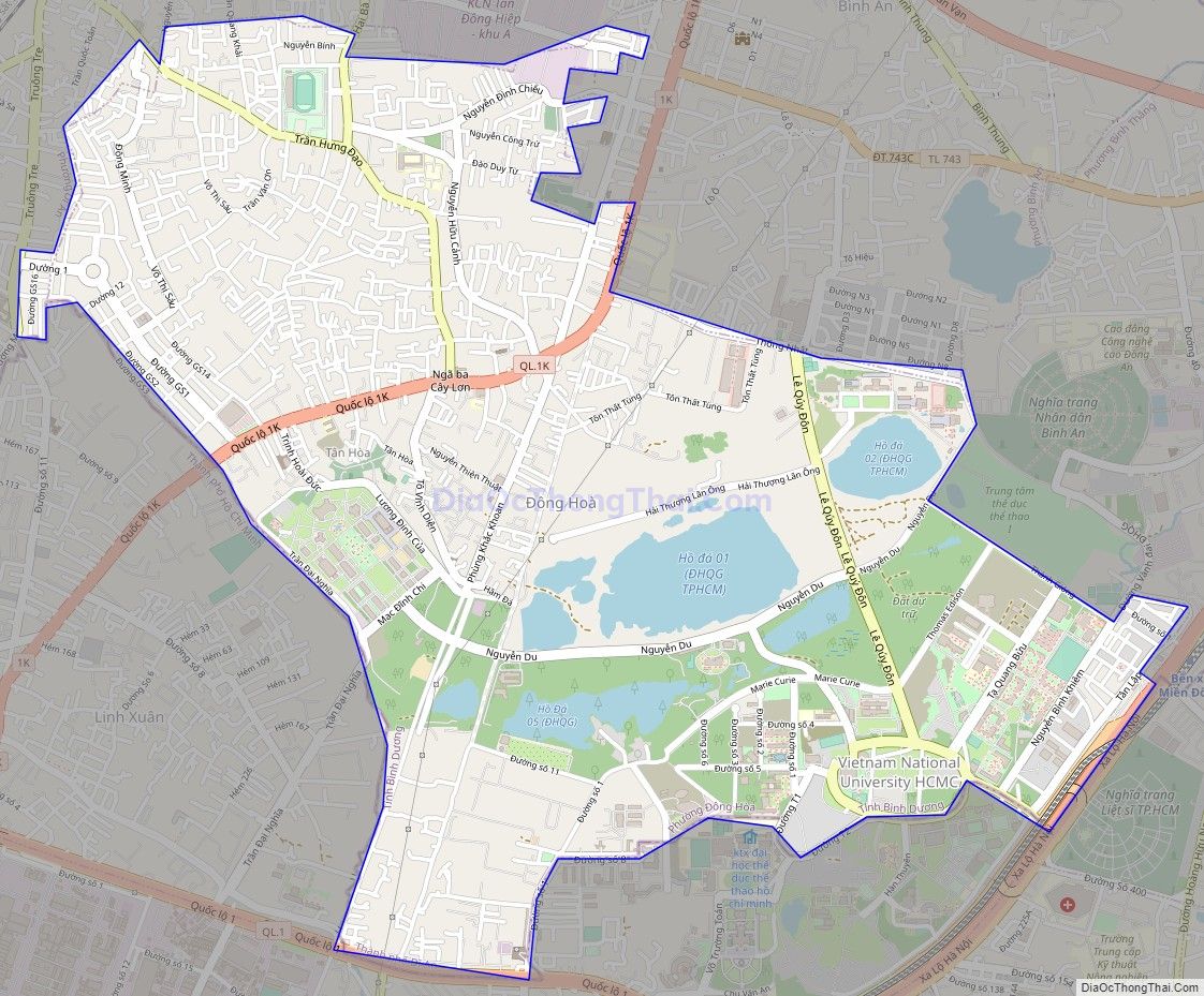 Bản đồ giao thông phường Đông Hòa, thành phố Dĩ An