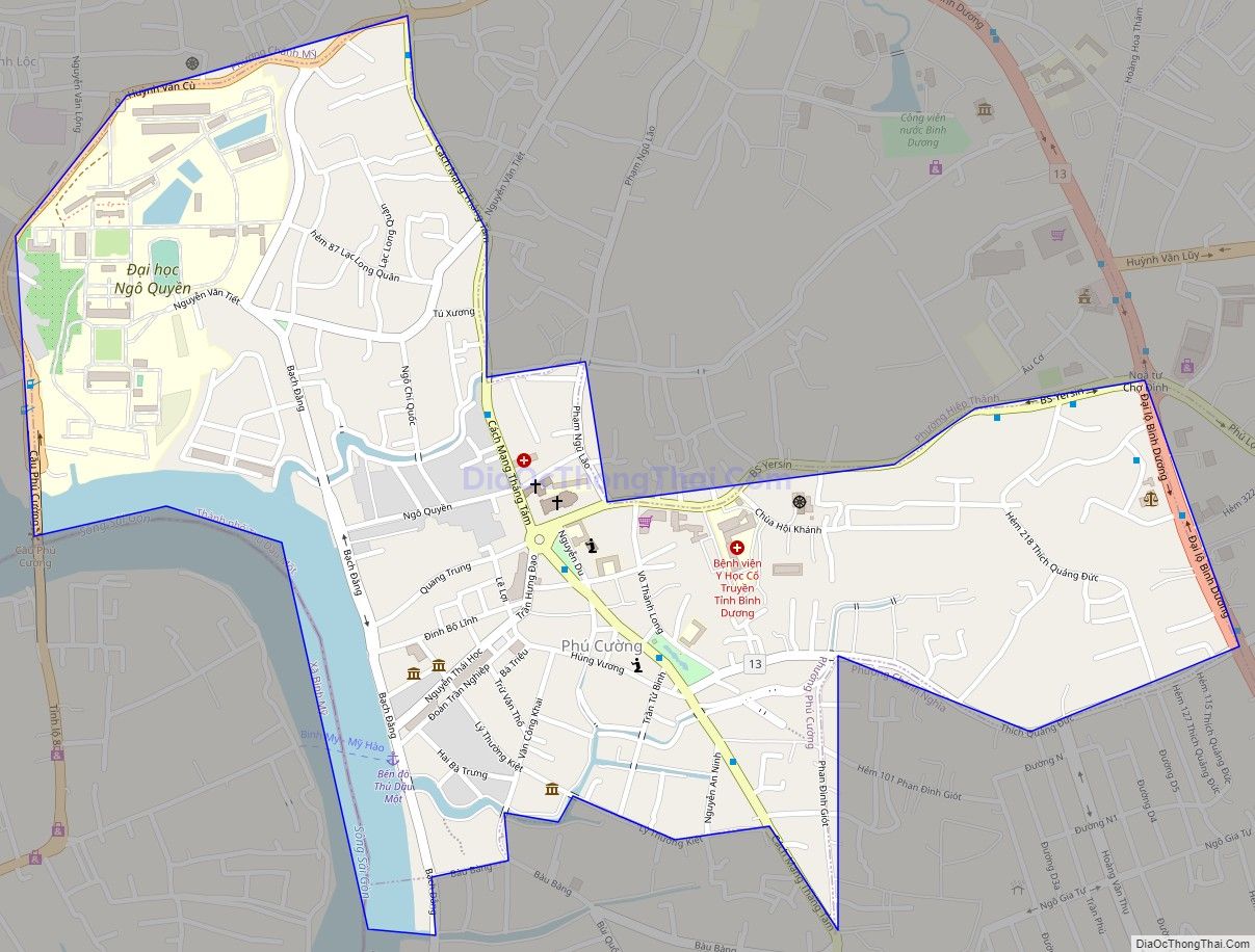 Bản đồ giao thông phường Phú Cường, thành phố Thủ Dầu Một