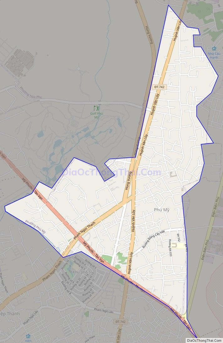 Bản đồ giao thông phường Phú Mỹ, thành phố Thủ Dầu Một