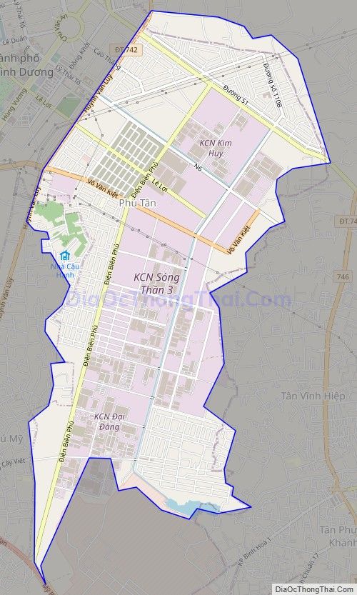 Bản đồ giao thông phường Phú Tân, thành phố Thủ Dầu Một