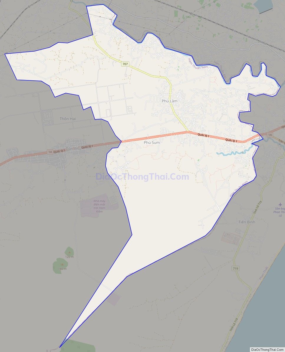 Bản đồ giao thông xã Hàm Mỹ, huyện Hàm Thuận Nam