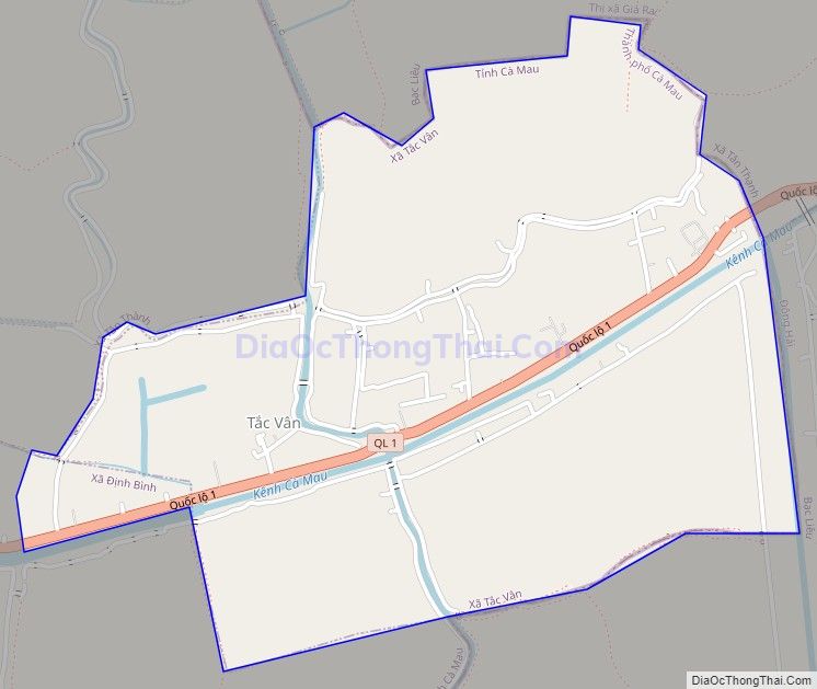 Bản đồ giao thông xã Tắc Vân, thành phố Cà Mau