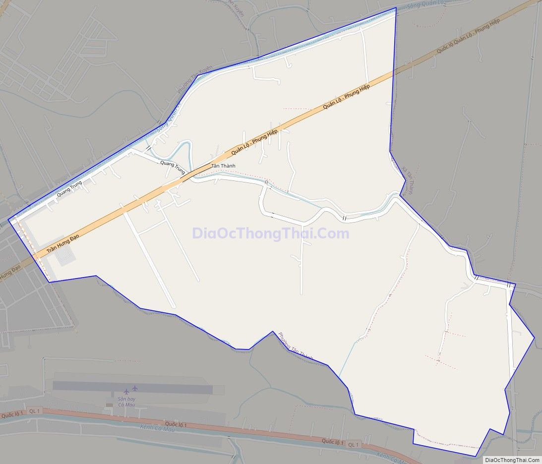 Bản đồ giao thông phường Tân Thành, thành phố Cà Mau