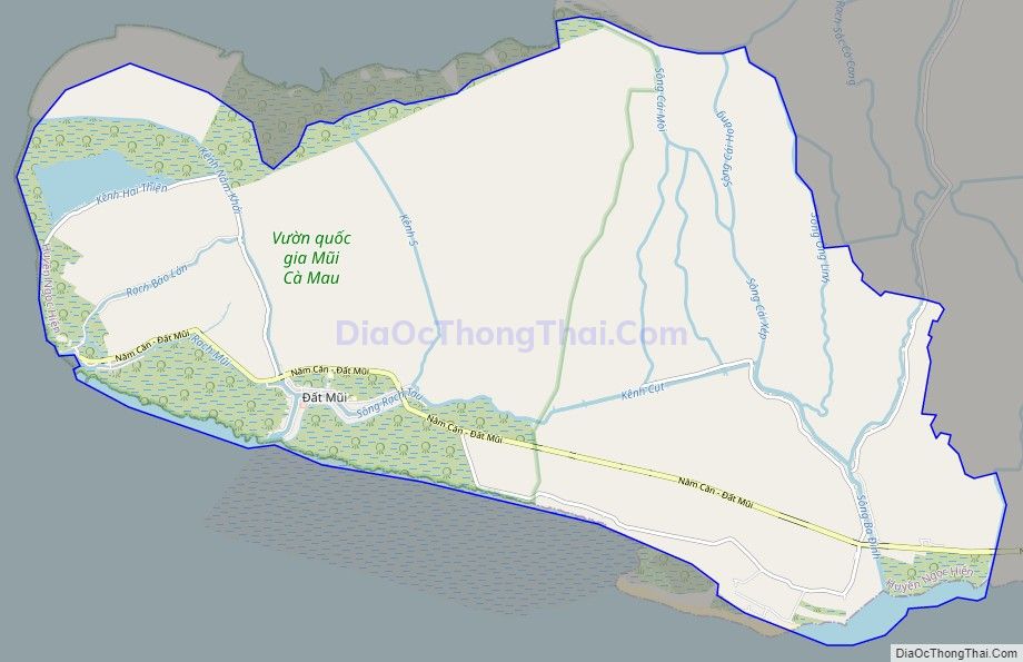 Bản đồ giao thông xã Đất Mũi, huyện Ngọc Hiển