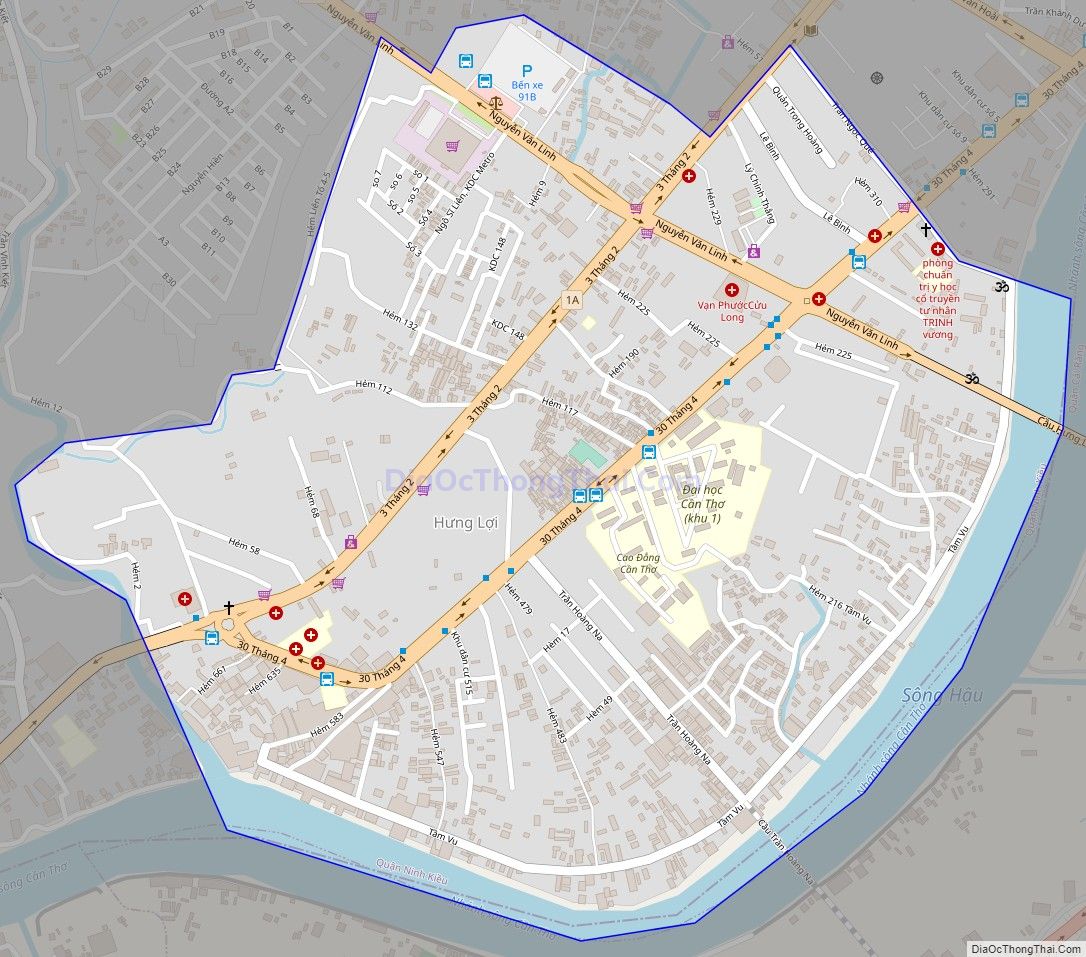 Bản đồ giao thông phường Hưng Lợi, quận Ninh Kiều