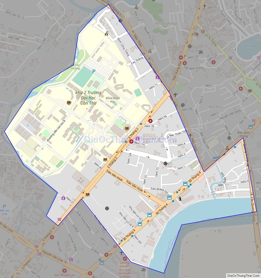 Bản đồ giao thông phường Xuân Khánh, quận Ninh Kiều