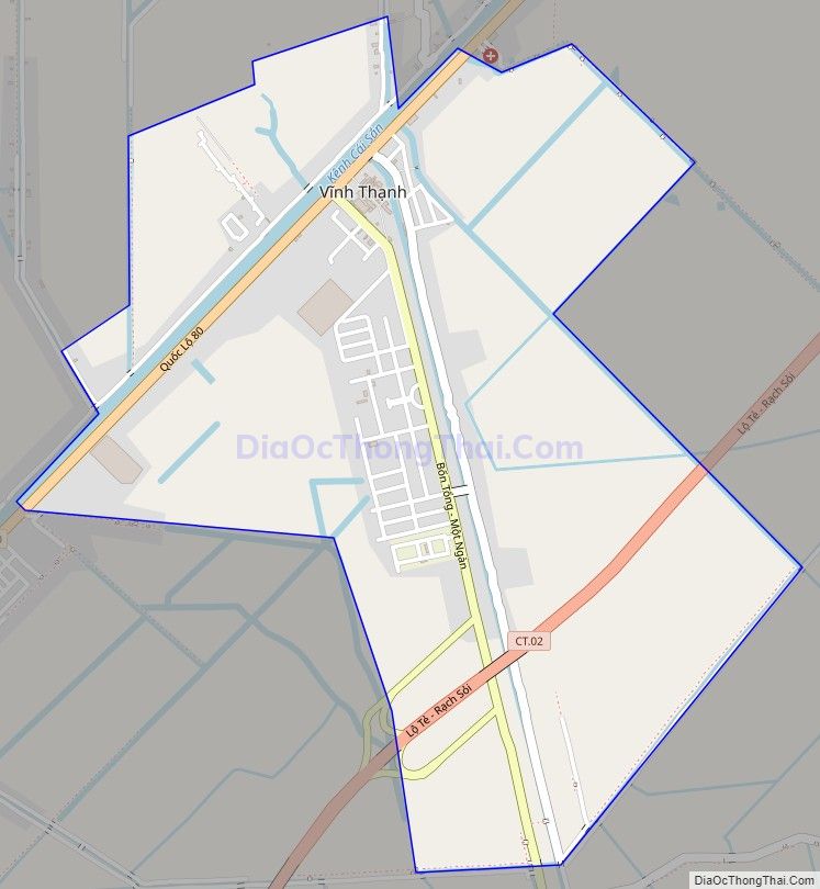 Bản đồ giao thông Thị trấn Vĩnh Thạnh, huyện Vĩnh Thạnh, Cần Thơ