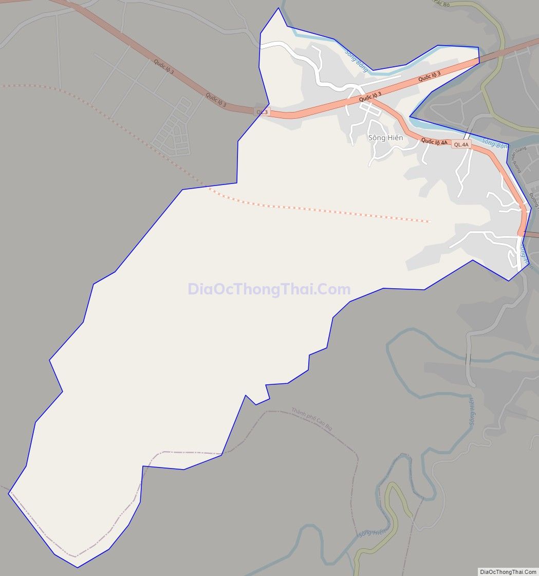 Bản đồ giao thông phường Sông Hiến, thành phố Cao Bằng