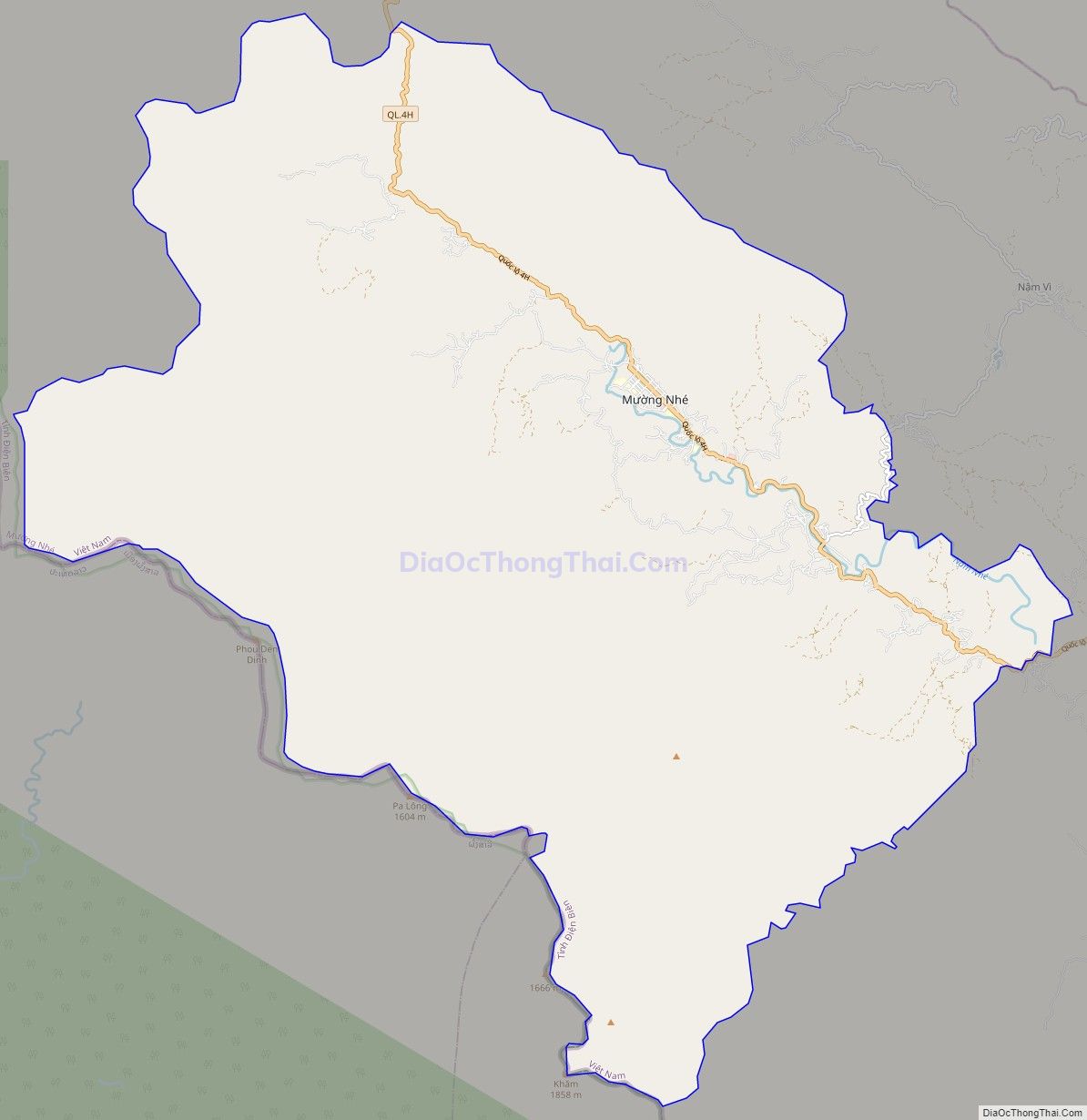 Bản đồ giao thông xã Mường Nhé, huyện Mường Nhé